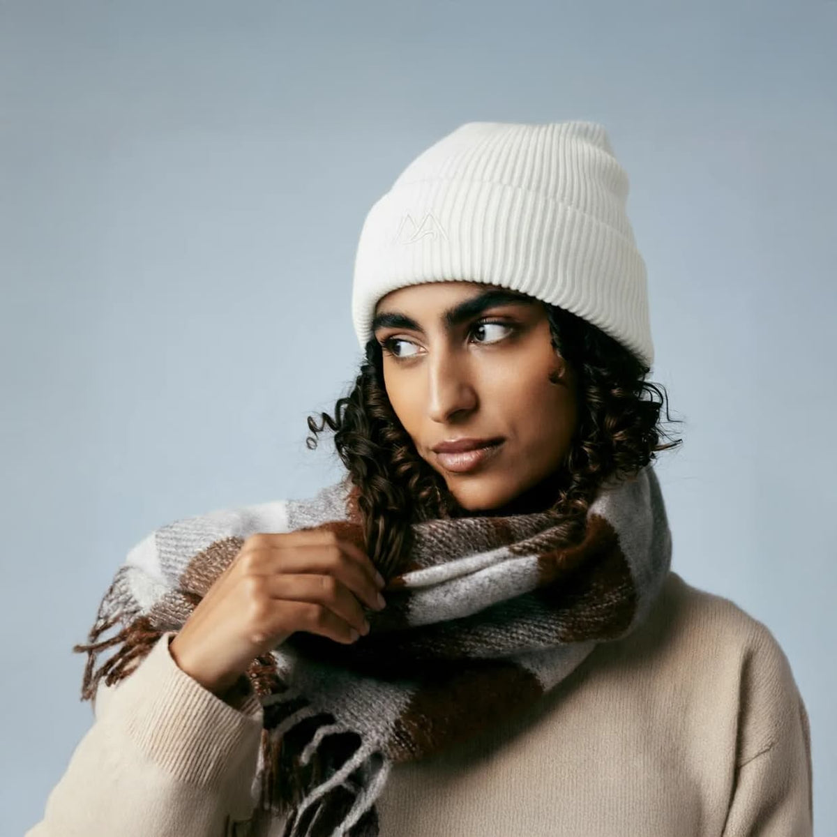 Silk-Lined Merino Beanie White