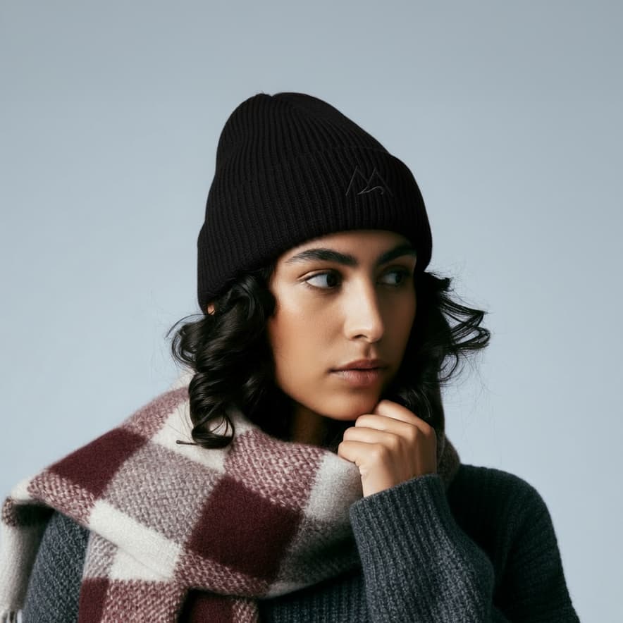 Silk-Lined Merino Beanie Black